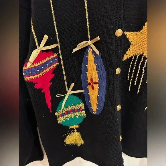 NORTHERN ISLES VTG Christmas Holiday embroidered button down cardigan sz M - Picture 3 of 9
